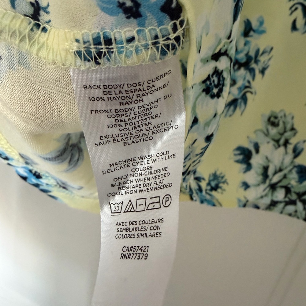 LOFT Sleeveless Floral Blouse - Soft Yellow and Blue - Picture 3 of 4